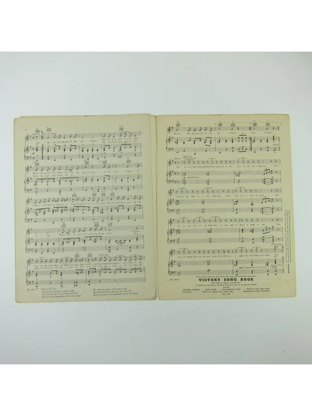 Sheet Music Mechs of the Air Force US Military Song Robert Crawford Vintage 1942